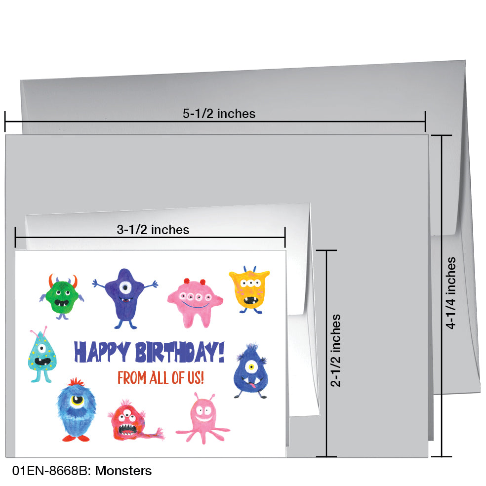 Monsters, Greeting Card (8668B), Enclosure Card, www.printedcanvas.com