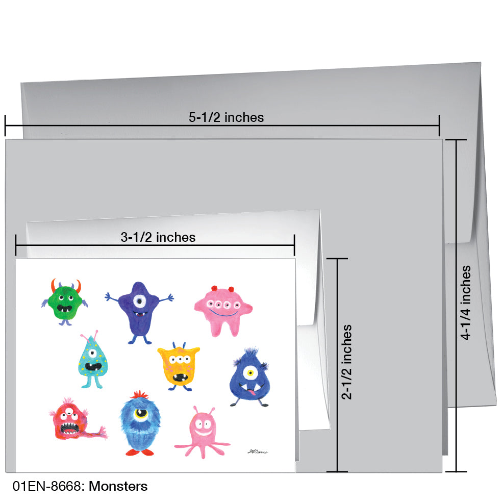 Monsters, Greeting Card (8668F), Enclosure Card, www.printedcanvas.com
