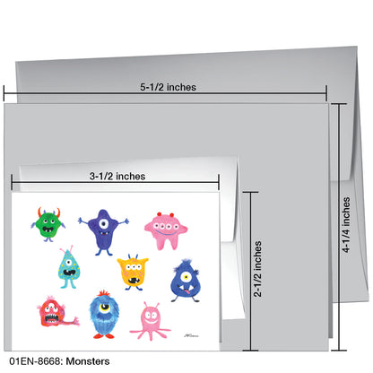 Monsters, Greeting Card (8668F), Enclosure Card, www.printedcanvas.com