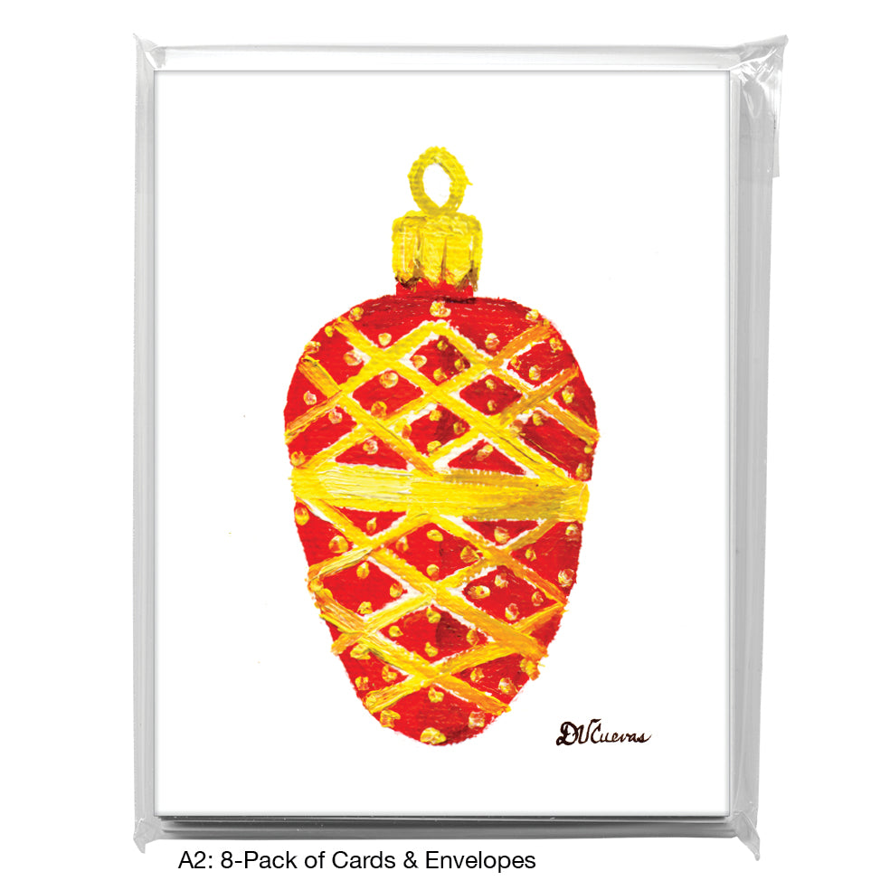 Ornament - Red & Gold, Greeting Card (7788), A2 8-Pack, printedcanvas.com