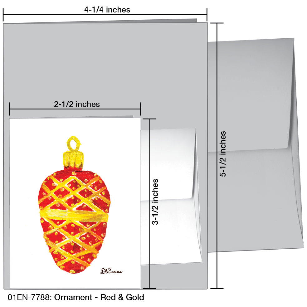 Ornament - Red & Gold, Greeting Card (7788), Enclosure, printedcanvas.com