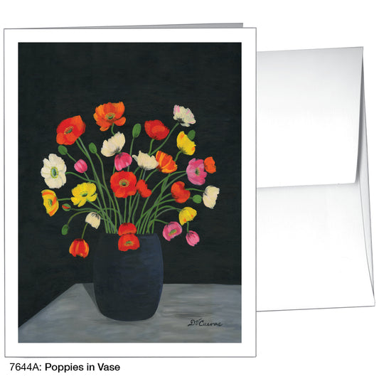 Poppies in Vase, Greeting Card (7644A), A2 Card Front, www.printedcanvas.com