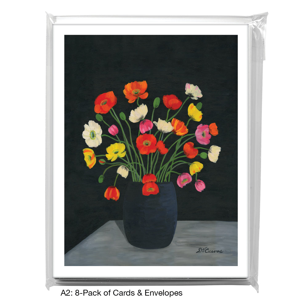 Poppies in Vase, Greeting Card (7644A), A2 Card 8-Pack, www.printedcanvas.com