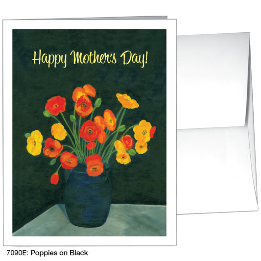 Poppies On Black, Greeting Card (7090E), A2, printedcanvas.com