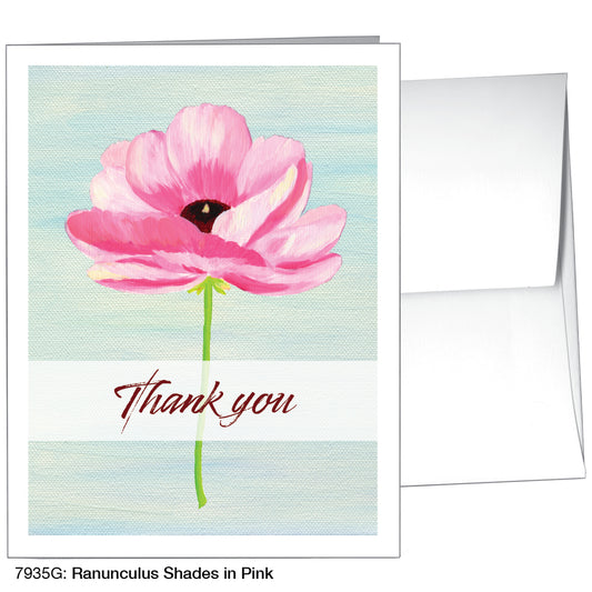Ranunculus Shades in Pink, Greeting Card (7935G), A2 Card Front, www.printedcanvas.com