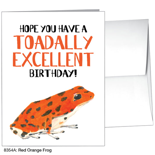 Red Orange Frog, Greeting Card (8354A), A2 Card Front, www.printedcanvas.com