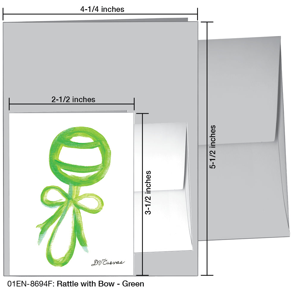 Rattle With Bow - Green, Greeting Card (8694F), Enclosure, printedcanvas.com