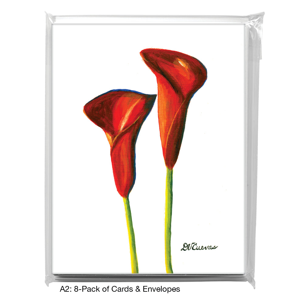 Red Lilies, Greeting Card (7141), A2 8-Pack, printedcanvas.com