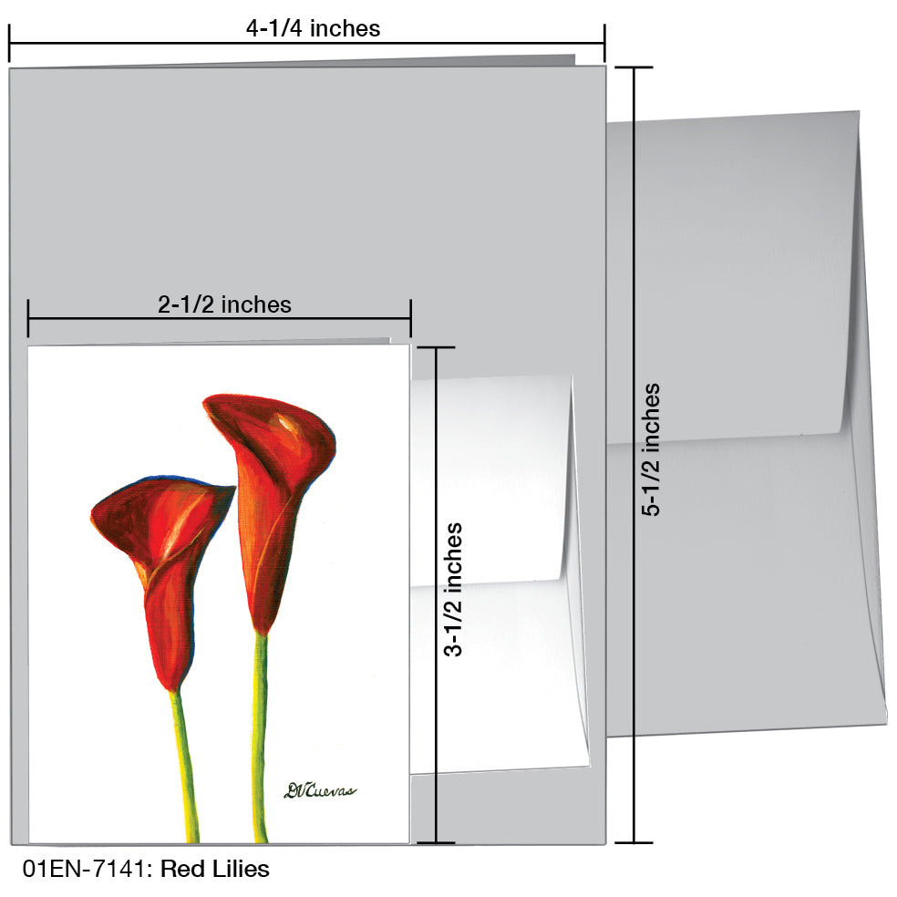 Red Lilies, Greeting Card (7141), Enclosure, printedcanvas.com