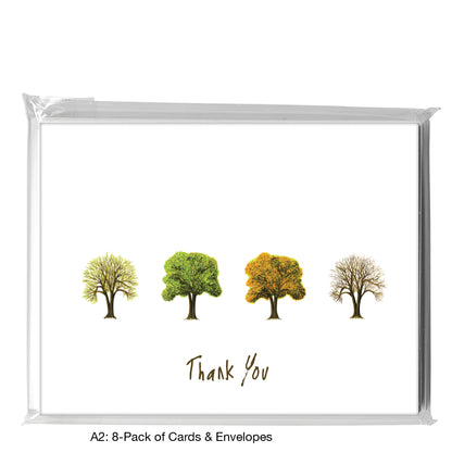 Seasons Tree Twin, Greeting Card (7562E), A2 8-Pack, printedcanvas.com