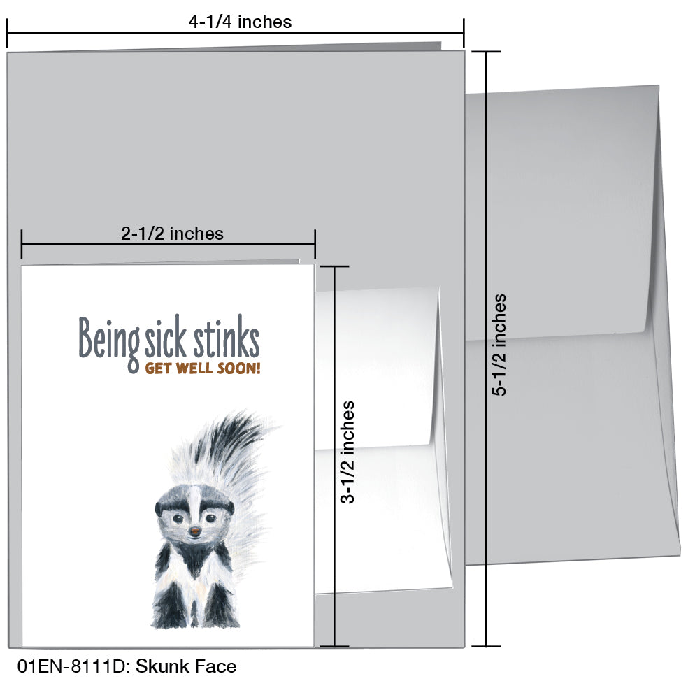 Skunk Face, Greeting Card (8111D), Enclosure Card, www.printedcanvas.com