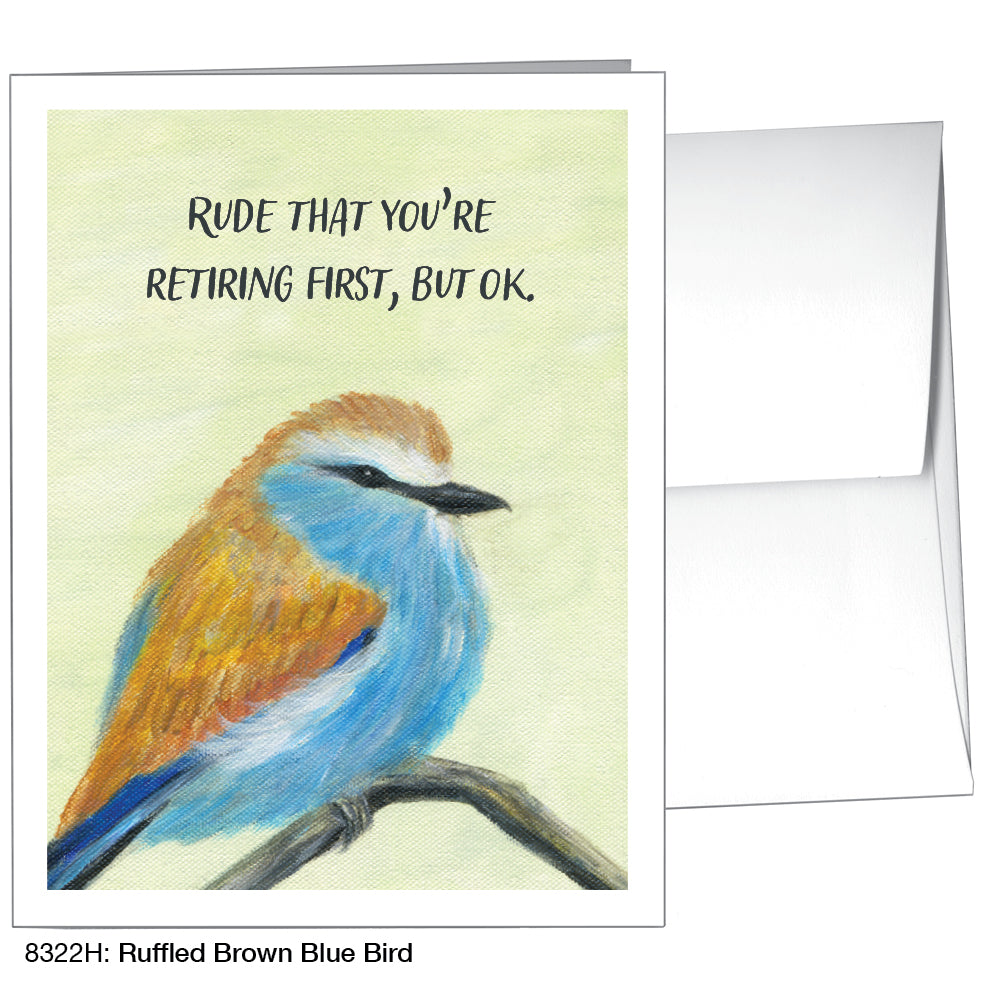 Ruffled Brown Blue Bird, Greeting Card (8322H), A2 Card, printedcanvas.com