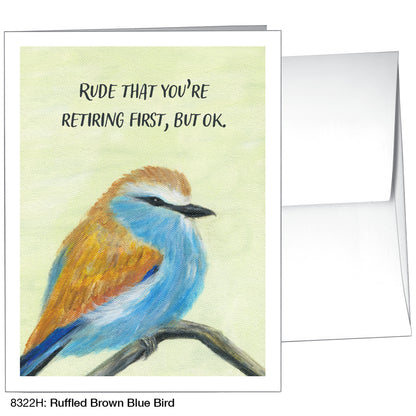 Ruffled Brown Blue Bird, Greeting Card (8322H), A2 Card, printedcanvas.com