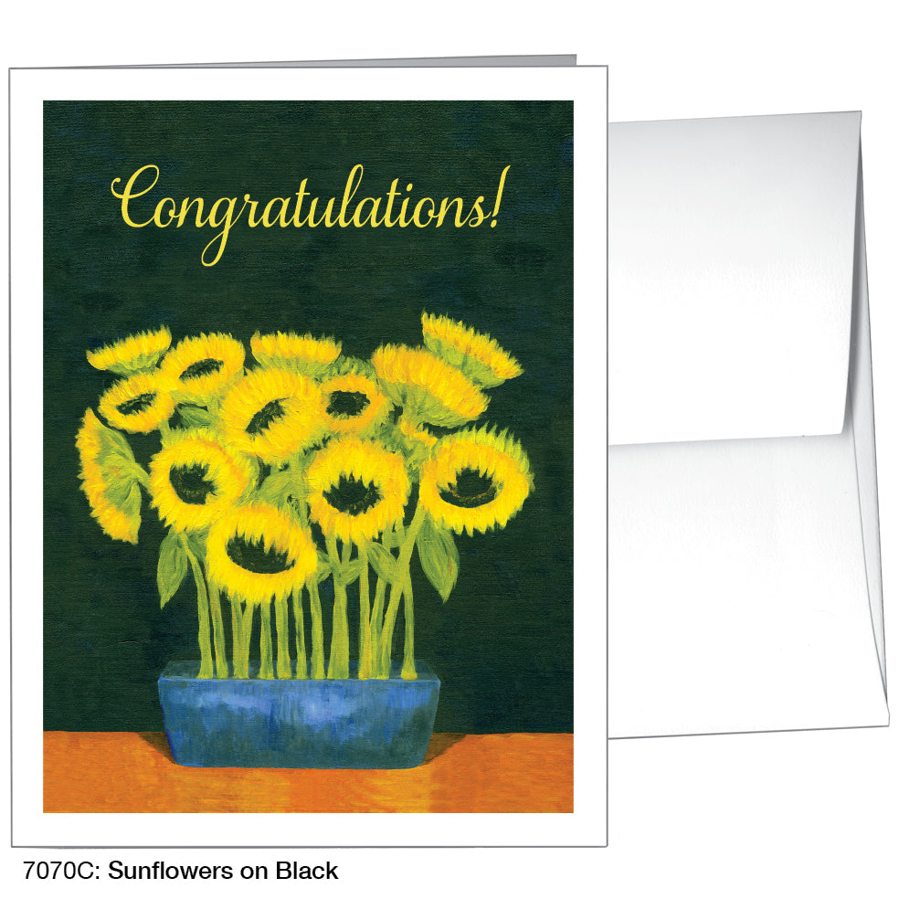 Sunflowers On Black, Greeting Card (7070C), A2, printedcanvas.com