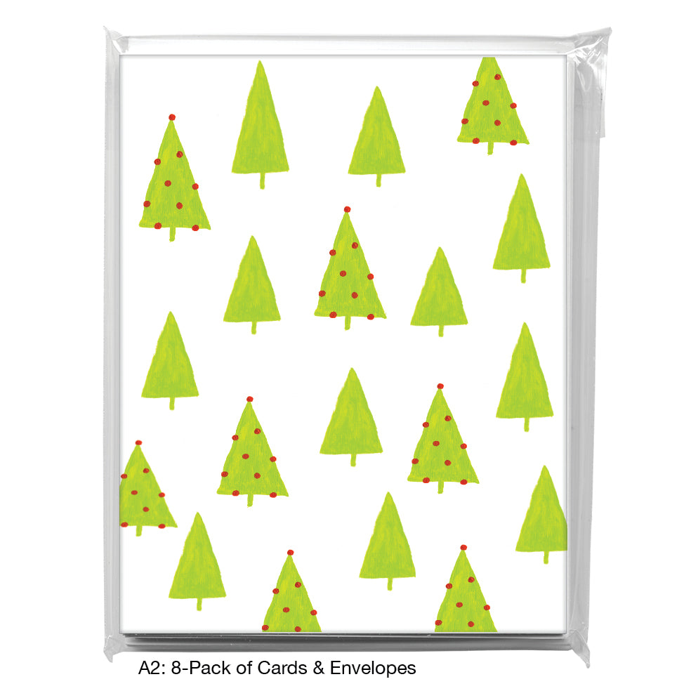 Trees With Ornaments, Greeting Card (7548P), A2 8-Pack, printedcanvas.com