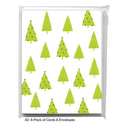 Trees With Ornaments, Greeting Card (7548P), A2 8-Pack, printedcanvas.com
