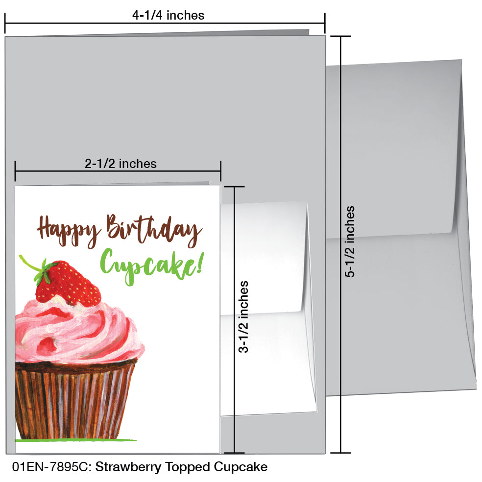Strawberry Topped Cupcake, Greeting Card (7895C), Enclosure Card, printedcanvas.com