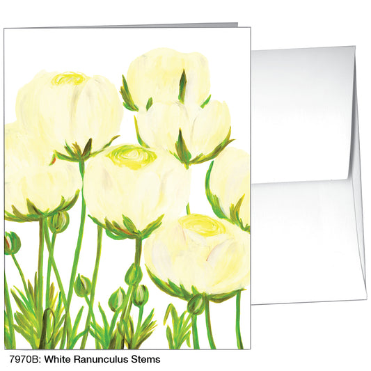 White Ranunculus Stems, Greeting Card (7970B), A2, printedcanvas.com