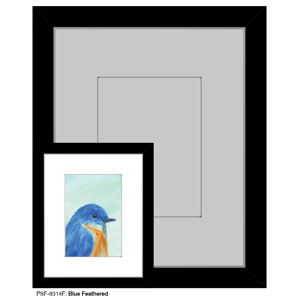 Blue Feathered, Print (#8314F), Print Matted, www.printedcanvas.com