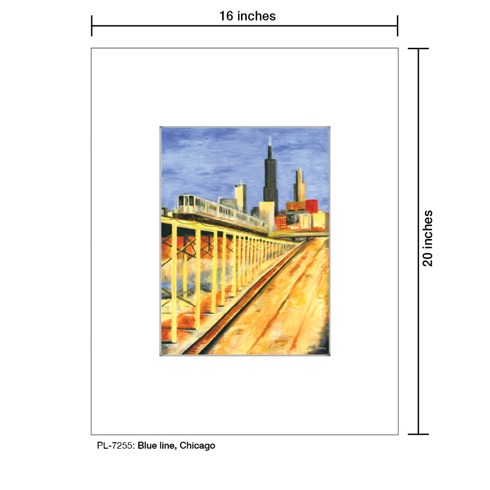 Blue Line, Chicago, Print (#7255) - Printed Canvas