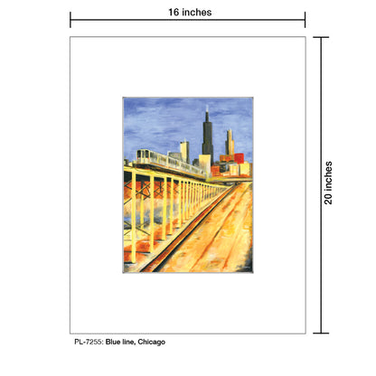 Blue Line, Chicago, Print (#7255) - Printed Canvas