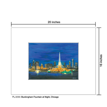 Buckingham Fountain at Night, Chicago, Print (#8390) - Printed Canvas