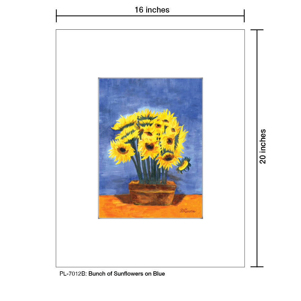 Bunch of Sunflowers on Blue, Print (#7012B) - Printed Canvas