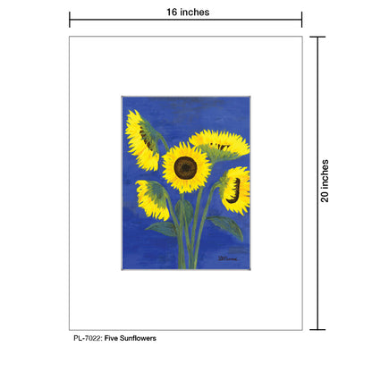 Five Sunflowers, Print (#7022A), Printe Matted, www.printedcanvas.com