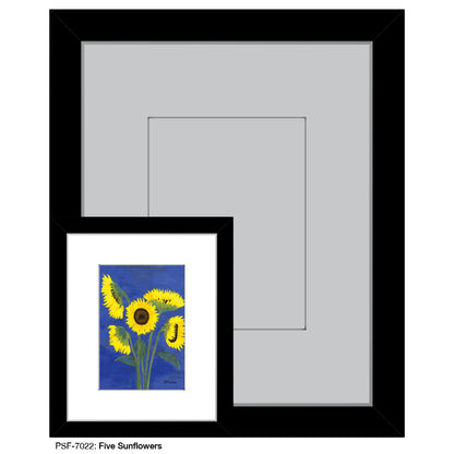 Five Sunflowers, Print (#7022A), Print Matted, www.printedcanvas.com