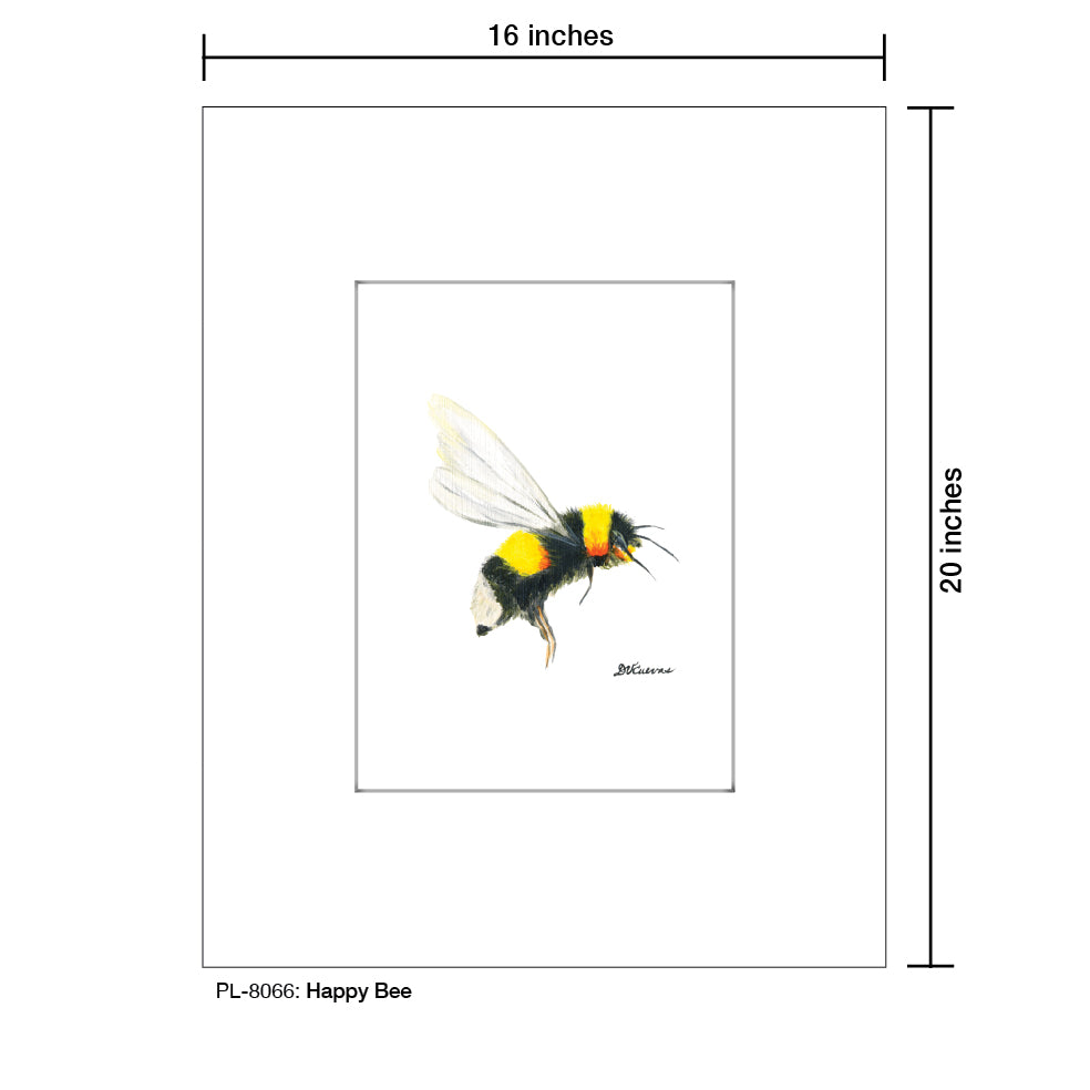 Happy Bee, Print (#8066C), Printe Matted, www.printedcanvas.com