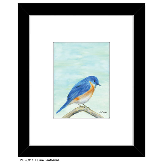 Blue Feathered, Print (#8314D), Print Matted, www.printedcanvas.com
