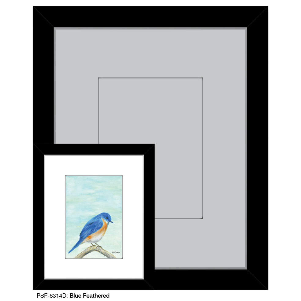 Blue Feathered, Print (#8314D), Print Matted, www.printedcanvas.com