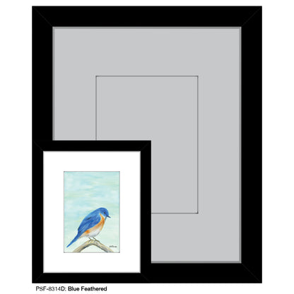 Blue Feathered, Print (#8314D), Print Matted, www.printedcanvas.com