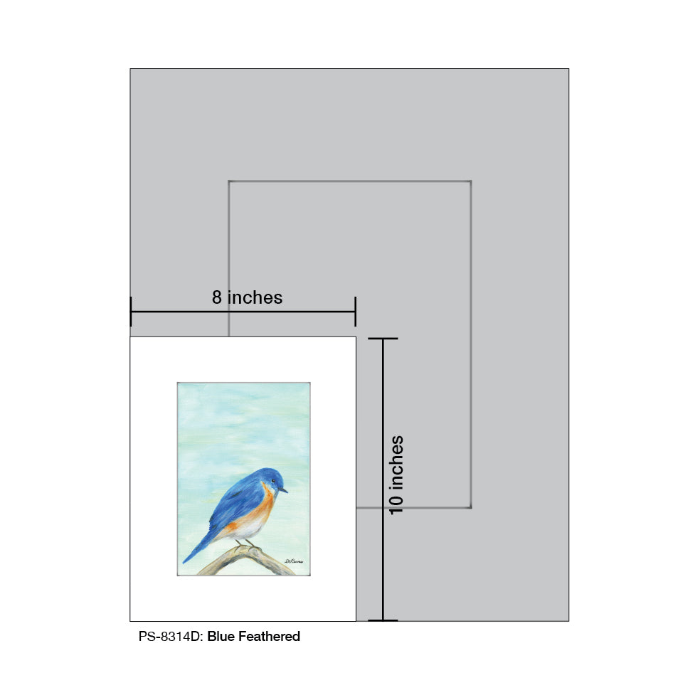 Blue Feathered, Print (#8314D), Print Matted, www.printedcanvas.com