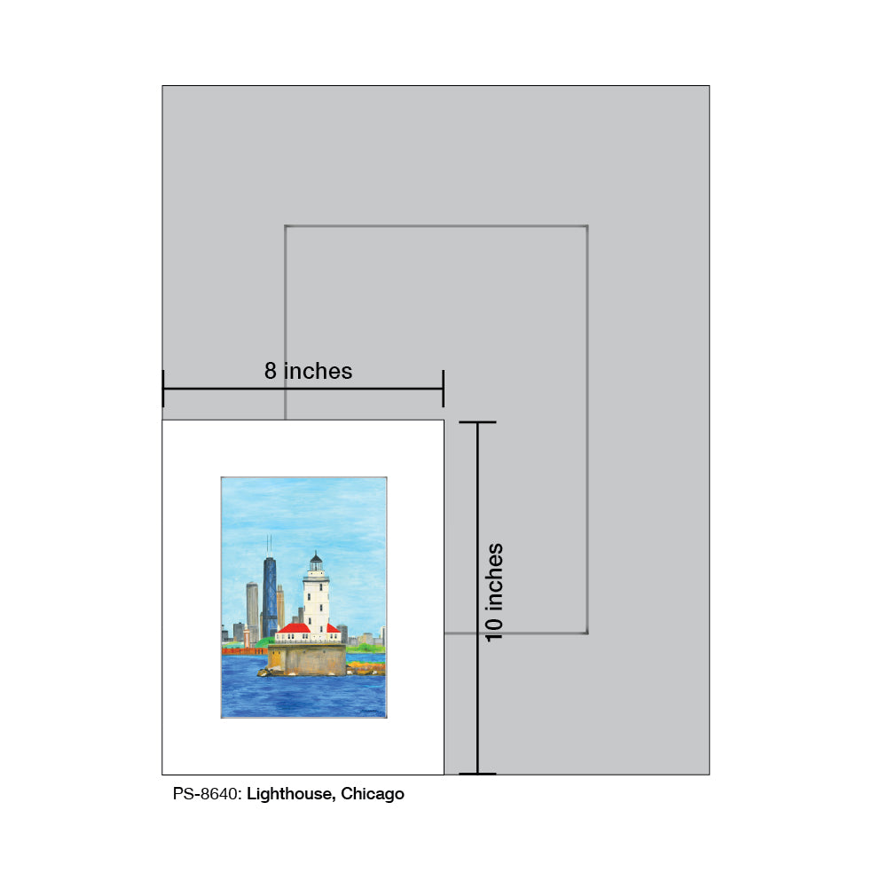 Lighthouse, Chicago, Print (#8640A), Print Matted, www.printedcanvas.com