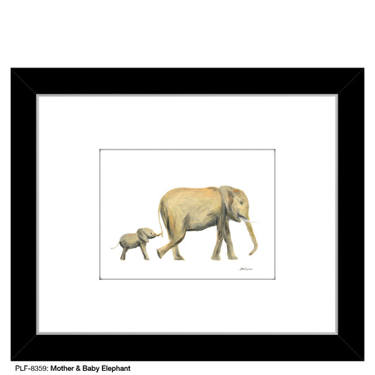 Mother & Baby Elephant, Print (#8359C), Print Matted, www.printedcanvas.com