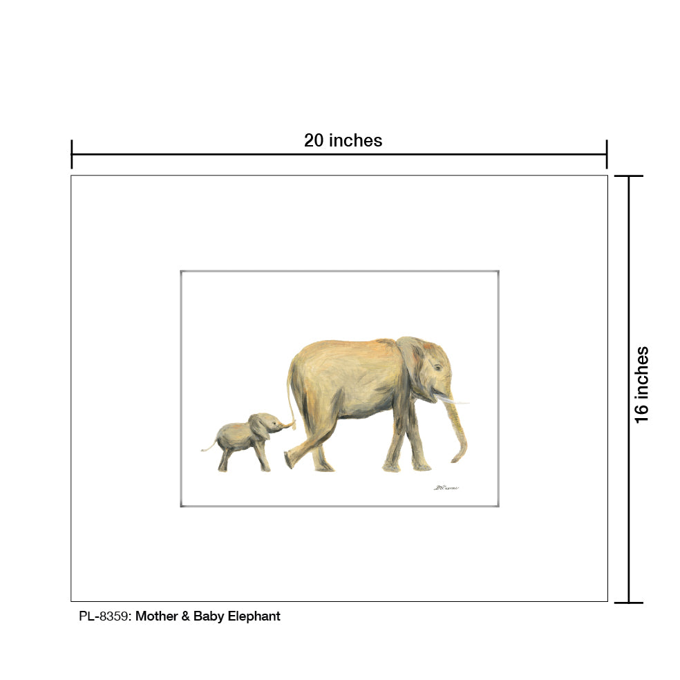 Mother & Baby Elephant, Print (#8359C), Printe Matted, www.printedcanvas.com