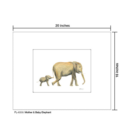 Mother & Baby Elephant, Print (#8359C), Printe Matted, www.printedcanvas.com