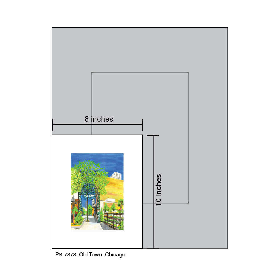 Old Town, Chicago, Print (#7878A), Print Matted, www.printedcanvas.com