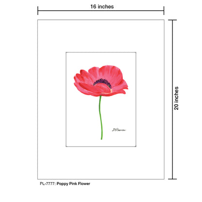 Poppy Pink Flower, Print (#7777B), Printe Matted, www.printedcanvas.com