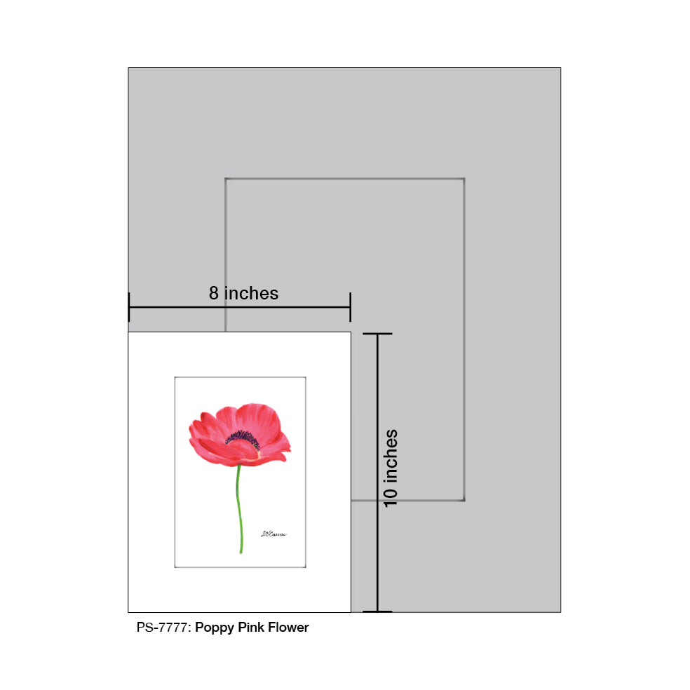Poppy Pink Flower, Print (#7777B), Print Matted, www.printedcanvas.com