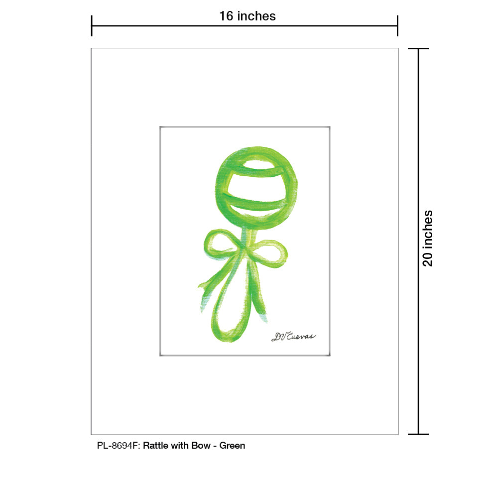 Rattle with Bow - Green, Print (#8694F), Printe Matted, www.printedcanvas.com