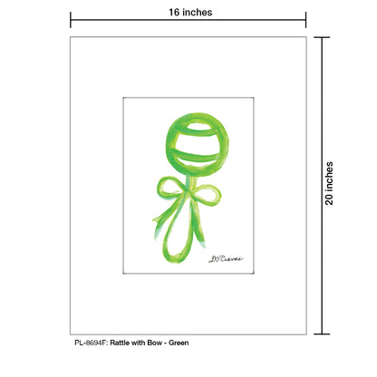 Rattle with Bow - Green, Print (#8694F), Printe Matted, www.printedcanvas.com