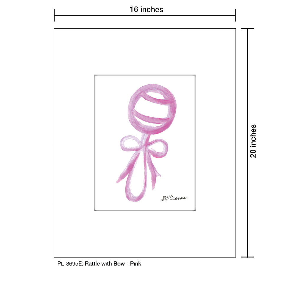 Rattle with Bow - Pink, Print (#8695E), Printe Matted, www.printedcanvas.com