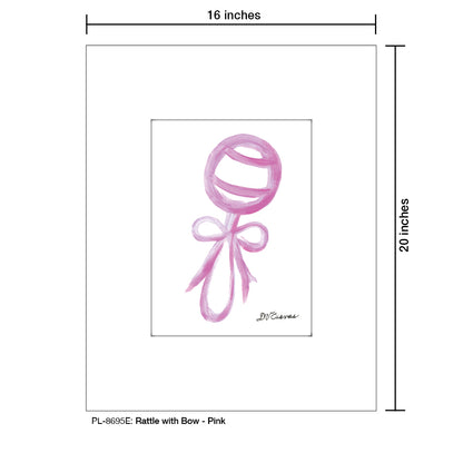 Rattle with Bow - Pink, Print (#8695E), Printe Matted, www.printedcanvas.com