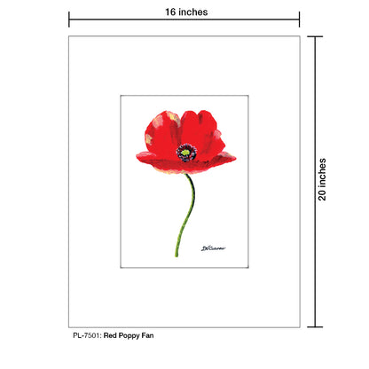 Red Poppy Fan, Print (#7501A), Printe Matted, www.printedcanvas.com