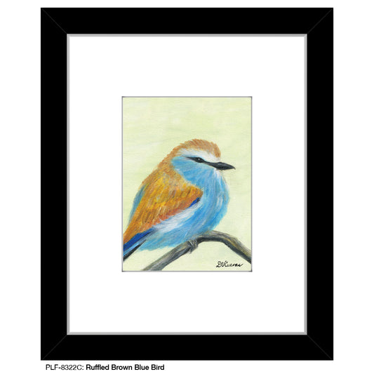 Ruffled Brown Blue Bird, Print (#8322C) - Printed Canvas