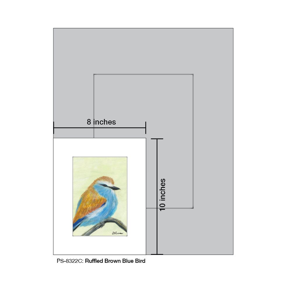 Ruffled Brown Blue Bird, Print (#8322C), Print Matted, www.printedcanvas.com