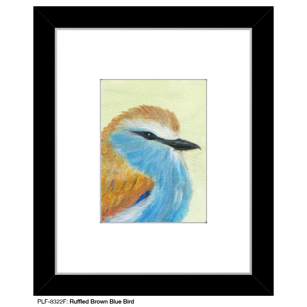 Ruffled Brown Blue Bird, Print (#8322F), Print Matted, www.printedcanvas.com