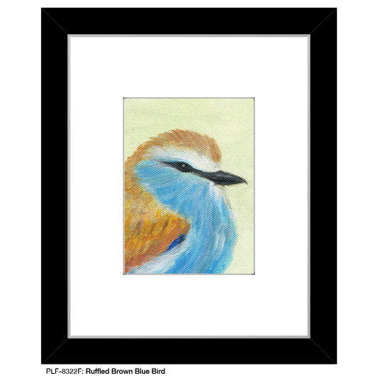 Ruffled Brown Blue Bird, Print (#8322F) - Printed Canvas